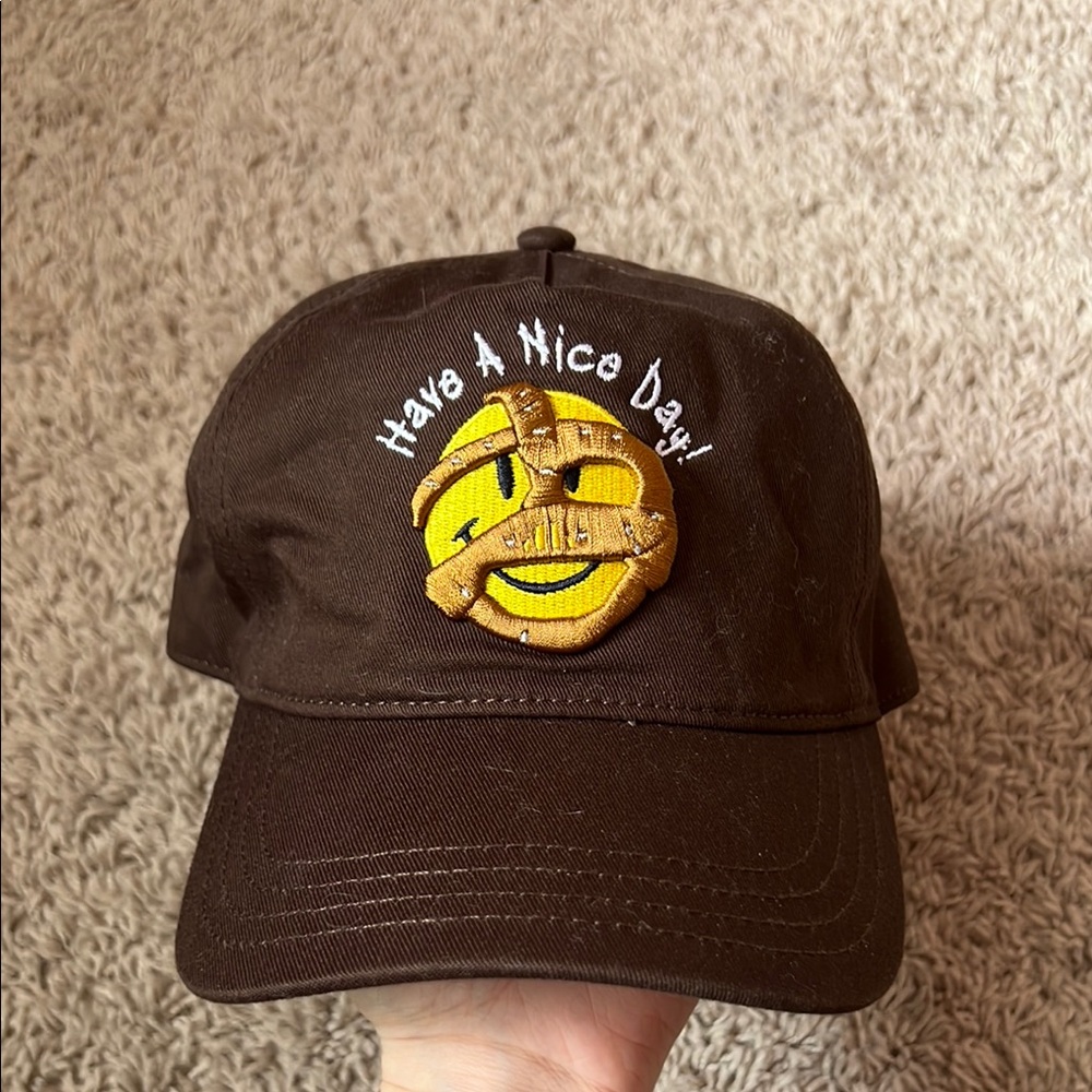 Brown Cap with Smiley Face Patch